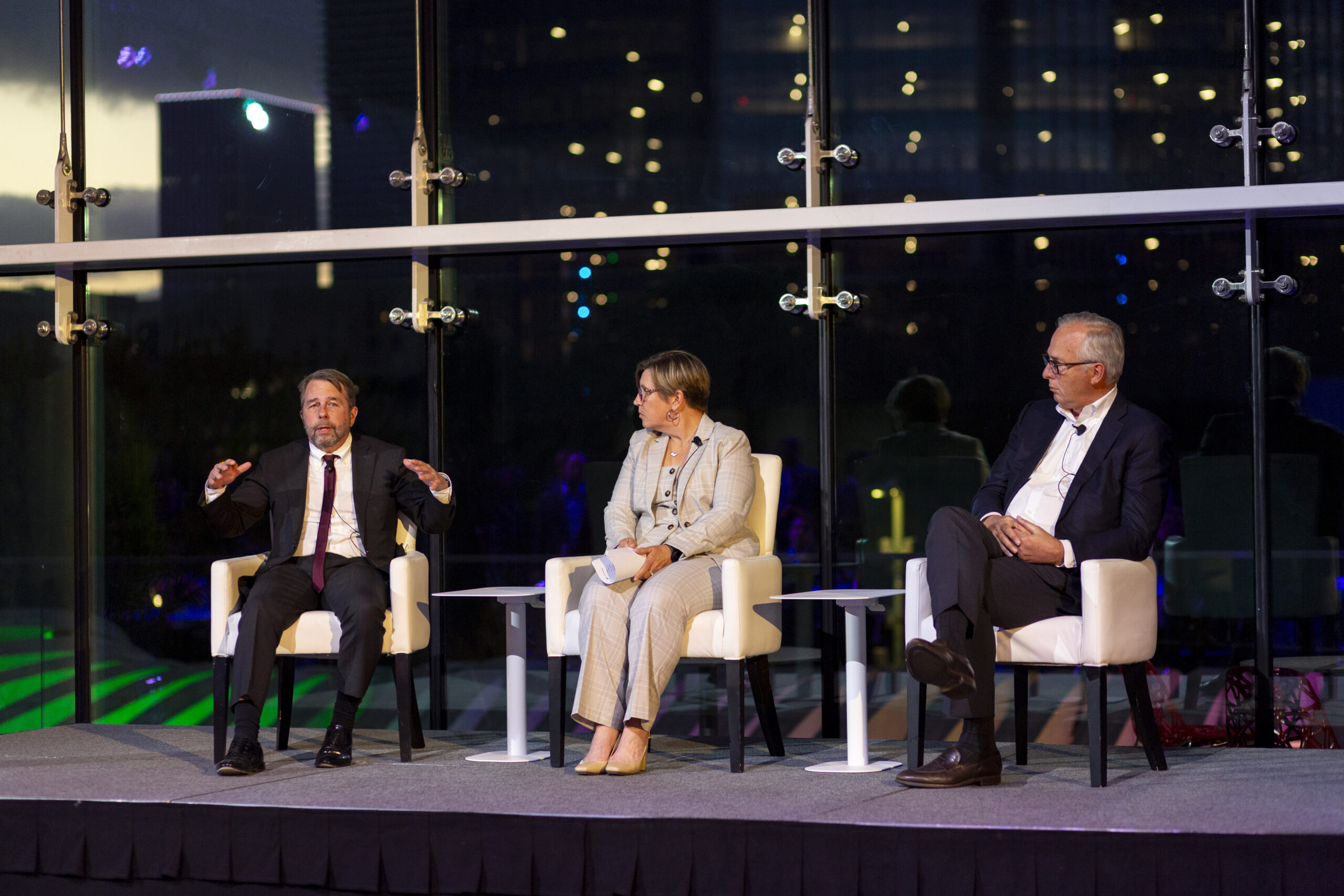 Steve Kean, Jane Stricker, Bobby Tudor on a panel